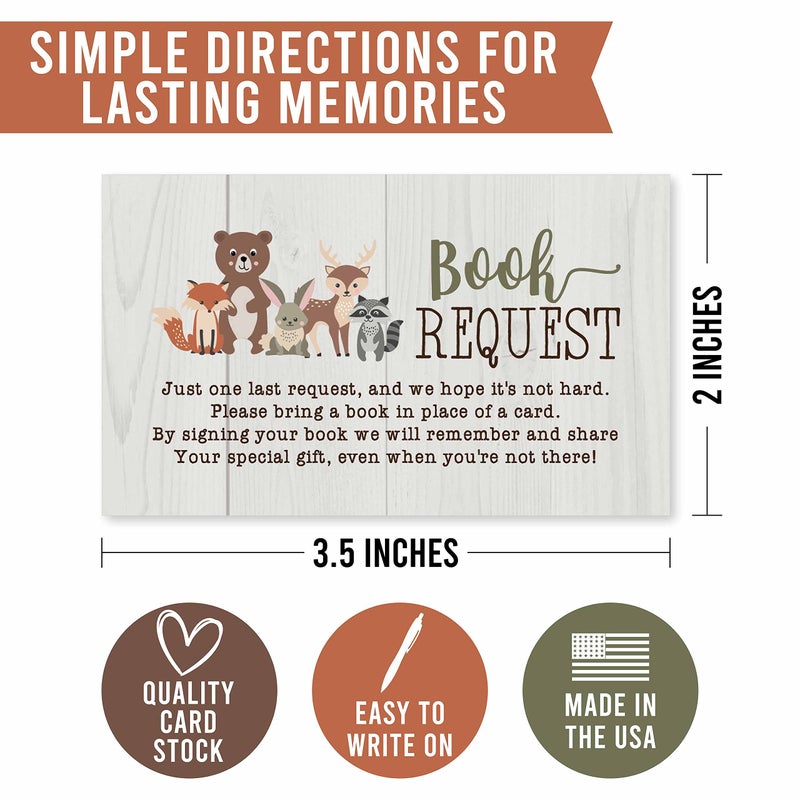 Hadley Designs 25 Books For Baby Shower-Woodland Baby Shower Invitation Inserts, Book Request Baby Shower Guest Book Alternative, Bring A Book Instead Of A Card, Baby Shower Book Request - Image 2